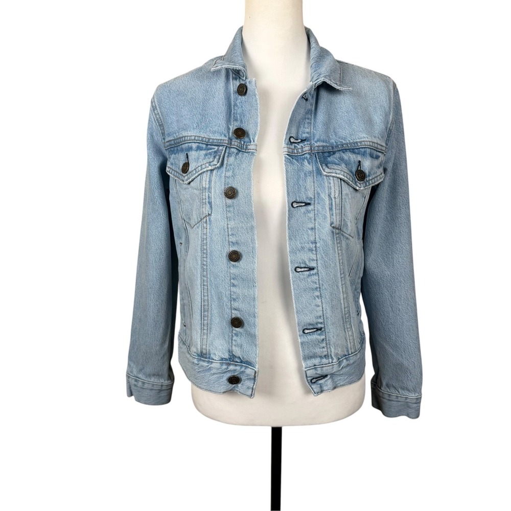 Reformation Jeans Jacket Women XS Blue Tahoe Light Wash Denim Button Front